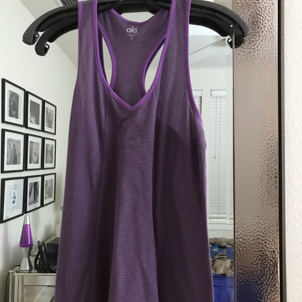 ALO Yoga Purple Striped Tank Top